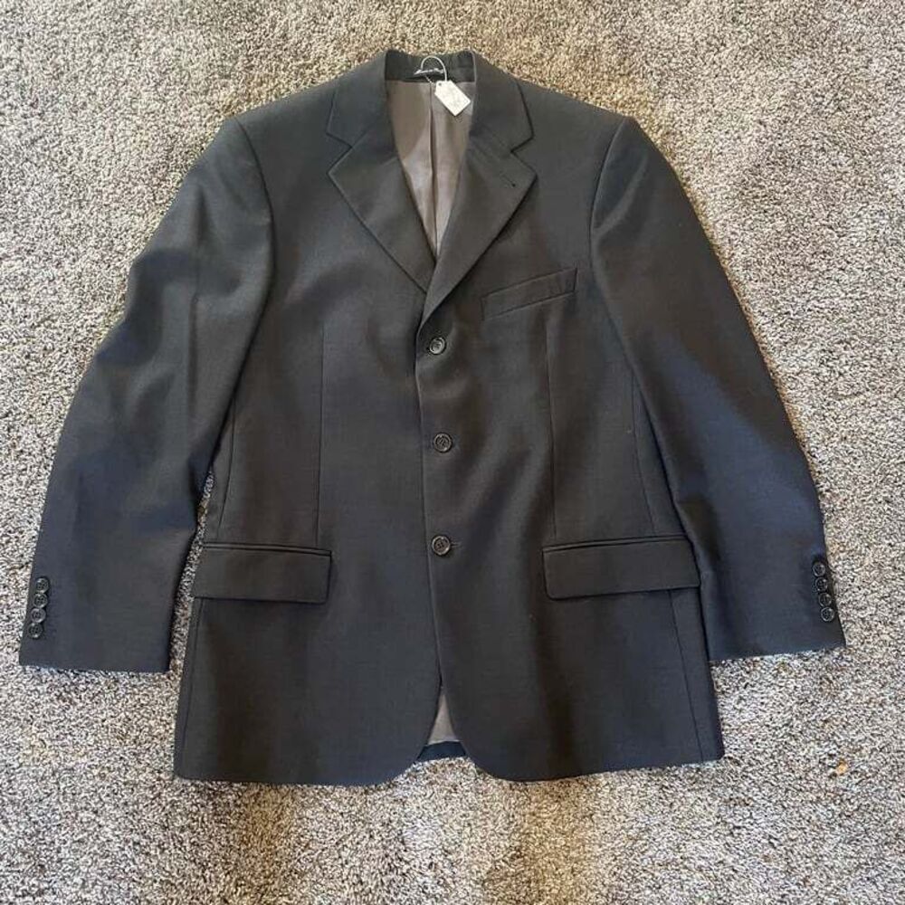 Classics‎ by Zanetti Men's Black Wool Italian Blazer Size 48R Career Business